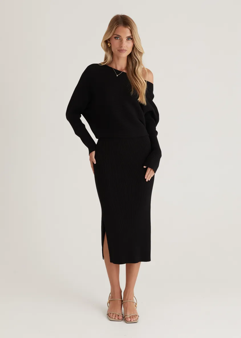 Rival Knit Midi Dress - Black