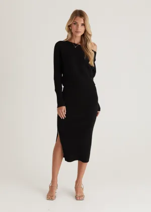 Rival Knit Midi Dress - Black