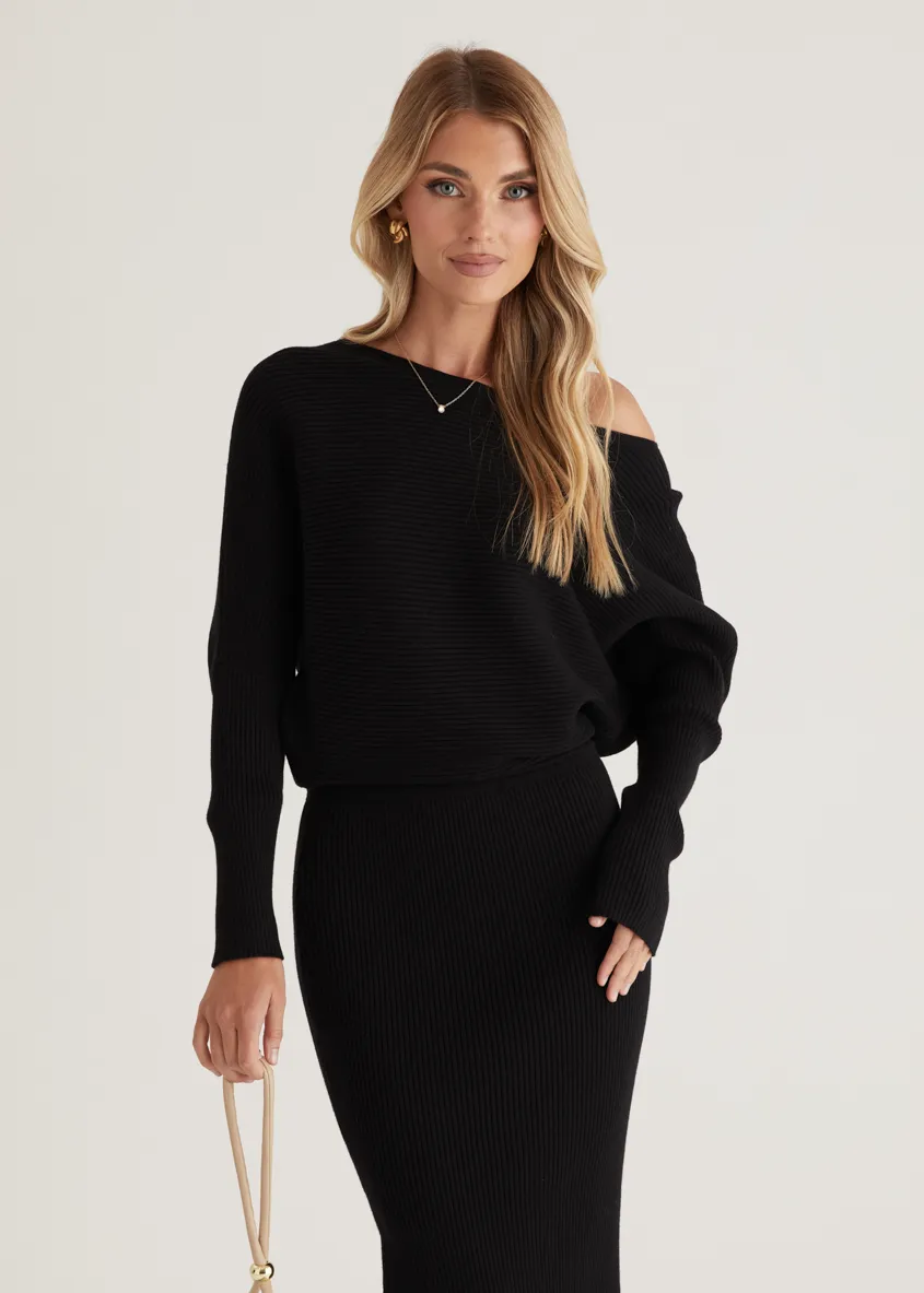 Rival Knit Midi Dress - Black