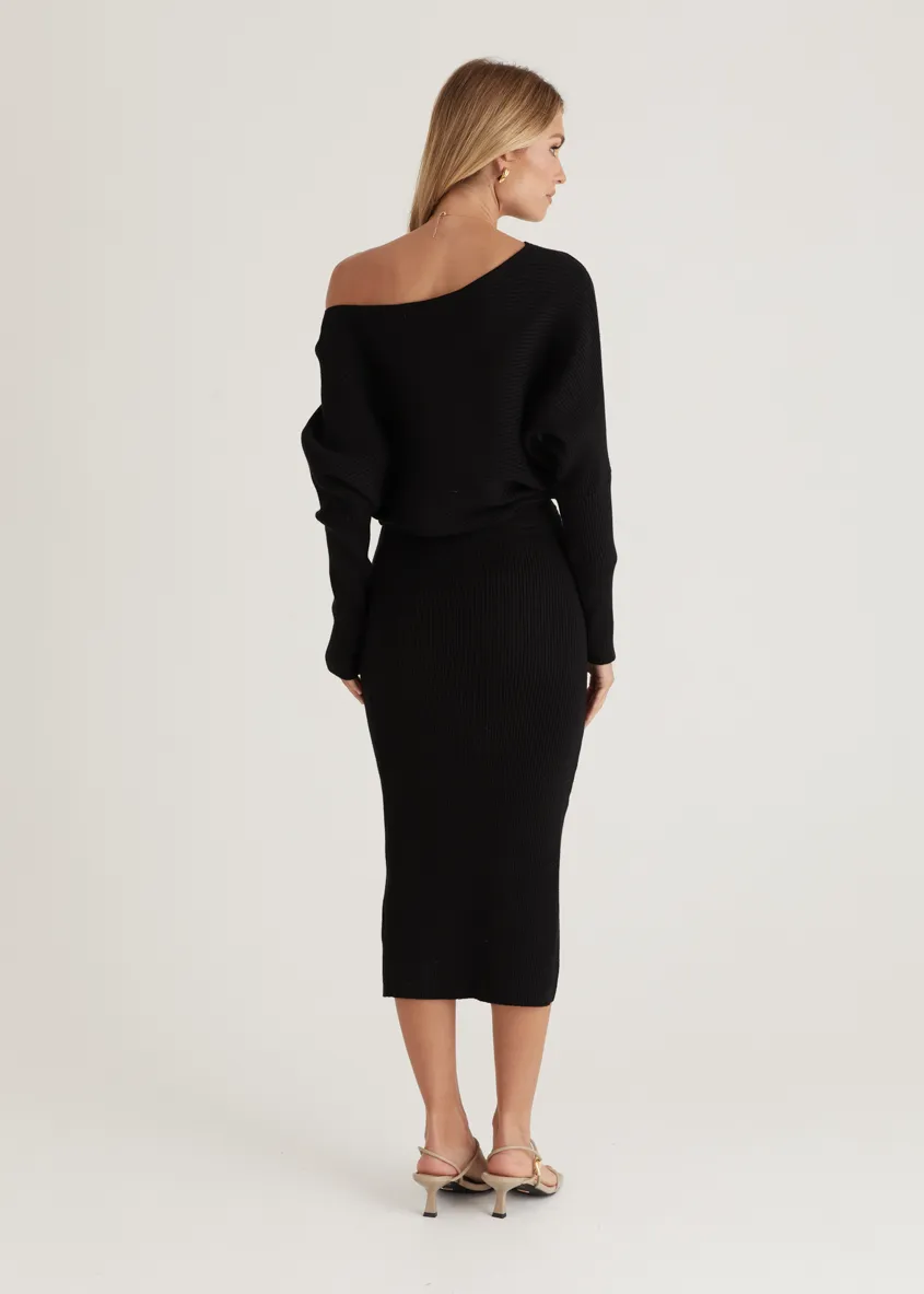 Rival Knit Midi Dress - Black