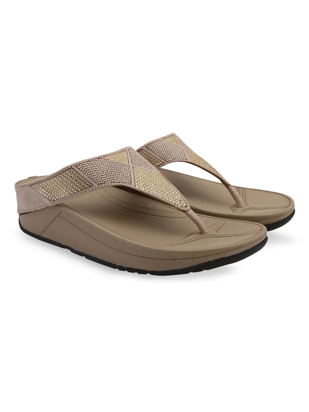 Rocia By Regal Beige Women Diamante Studded Flats