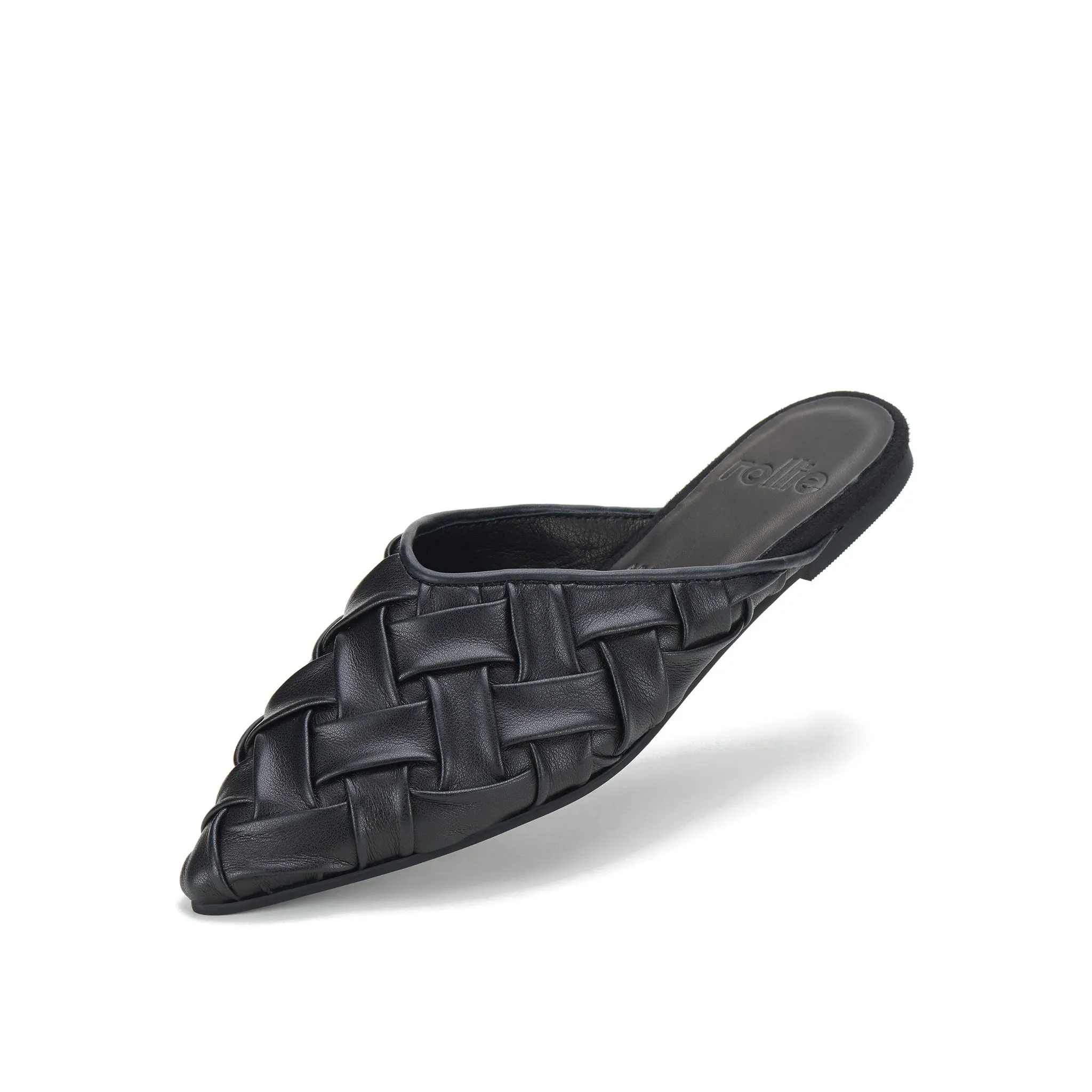 Rollie Pointed Mule Soft Woven Black