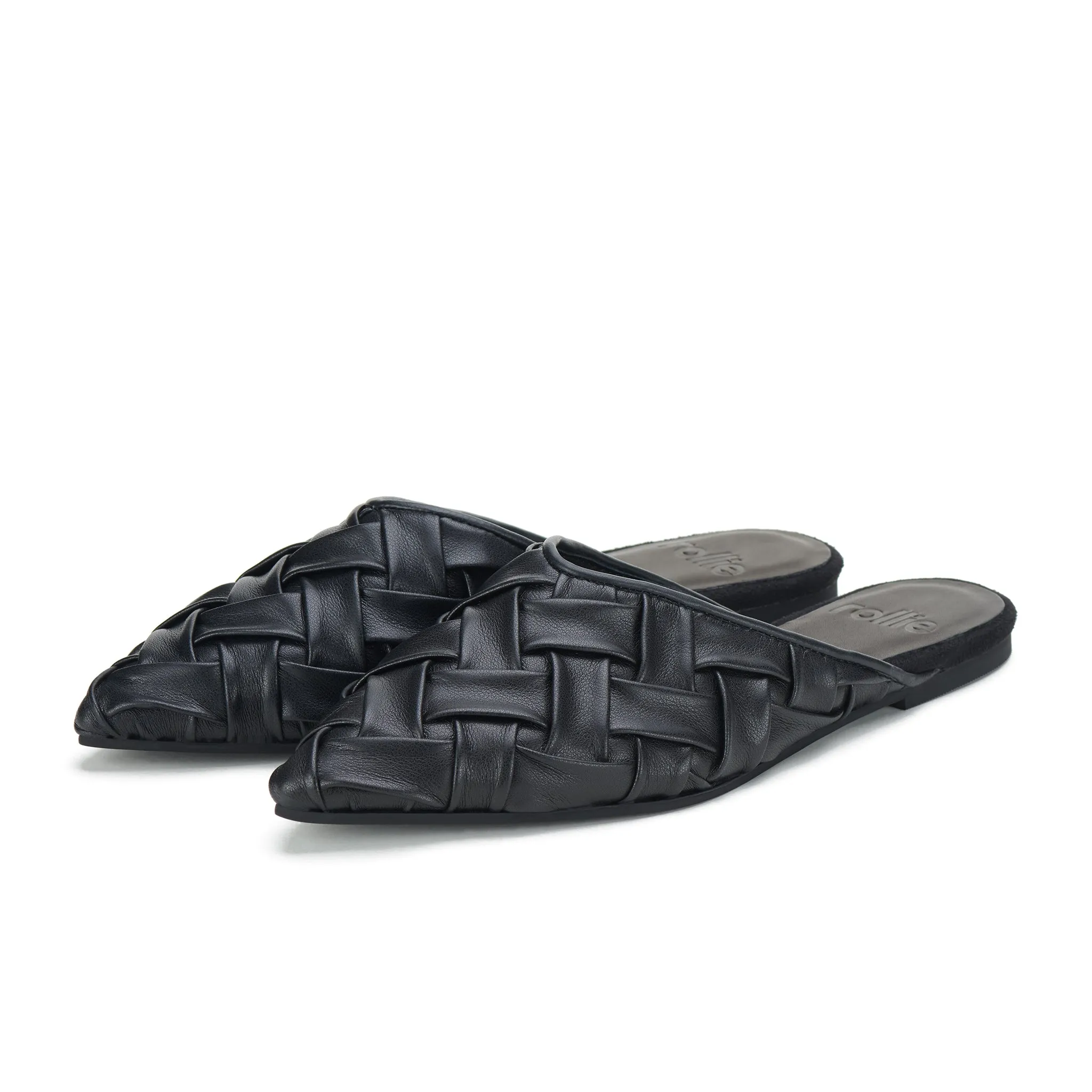 Rollie Pointed Mule Soft Woven Black