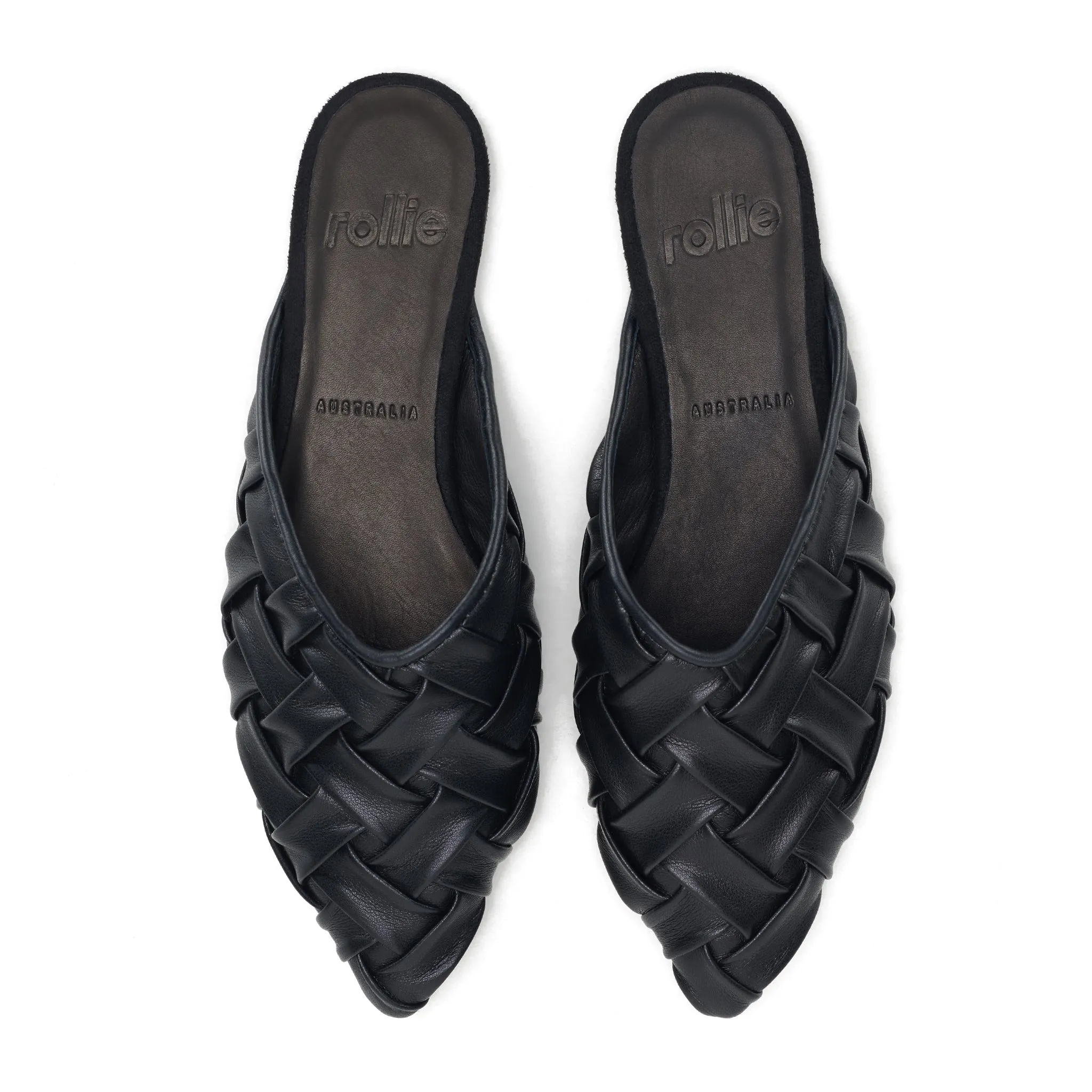 Rollie Pointed Mule Soft Woven Black