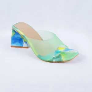 Sabeen Green Block Heels Mules