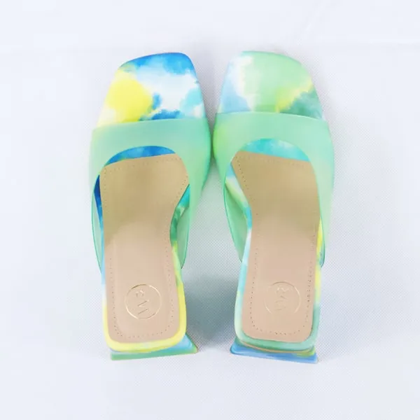 Sabeen Green Block Heels Mules