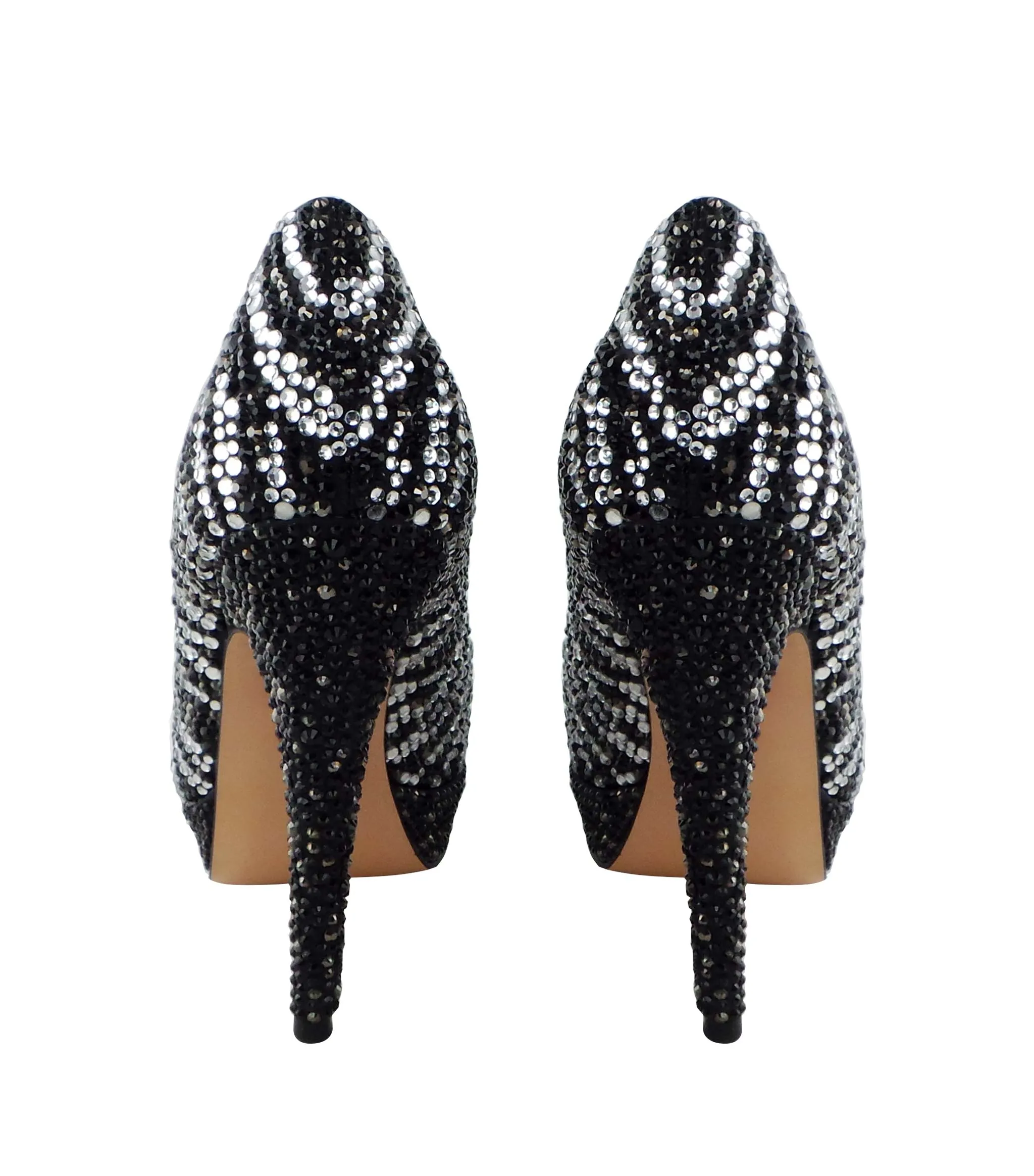 Santiago Jewel Encrusted Zebra Peep Toe Platforms