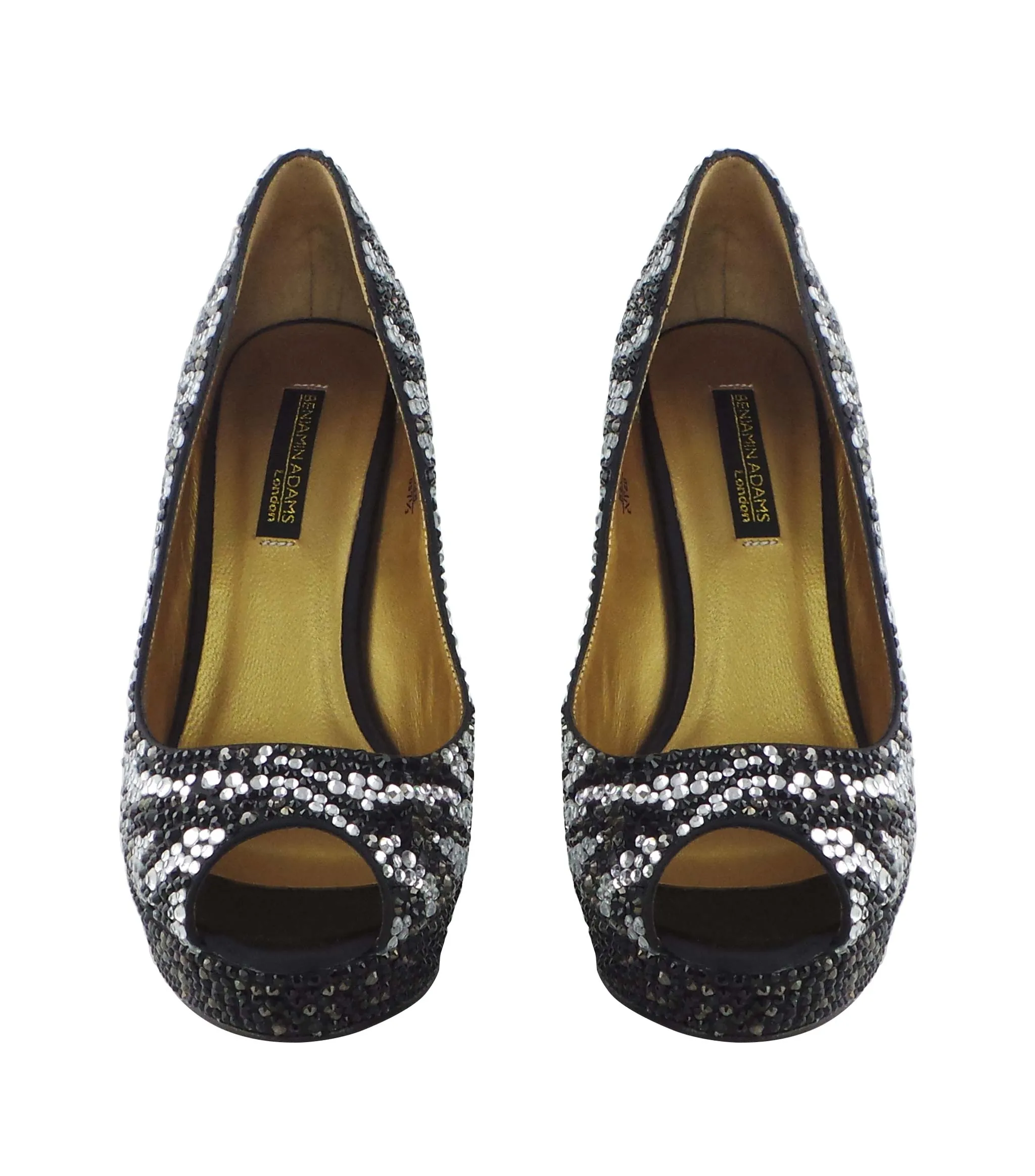 Santiago Jewel Encrusted Zebra Peep Toe Platforms
