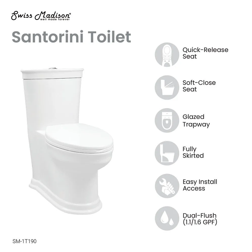 Santorini One-Piece Elongated Toilet Dual-Flush 1.1/1.6 gpf
