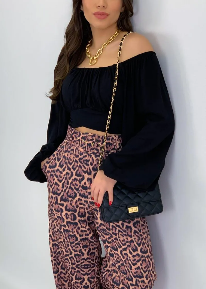 Sassy Nights Off-Shoulder Ruched Long Sleeve Crop Top