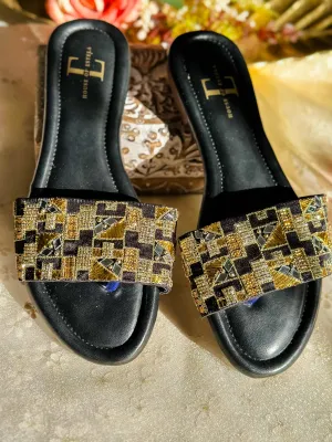 Shadow Black Sandal Flats