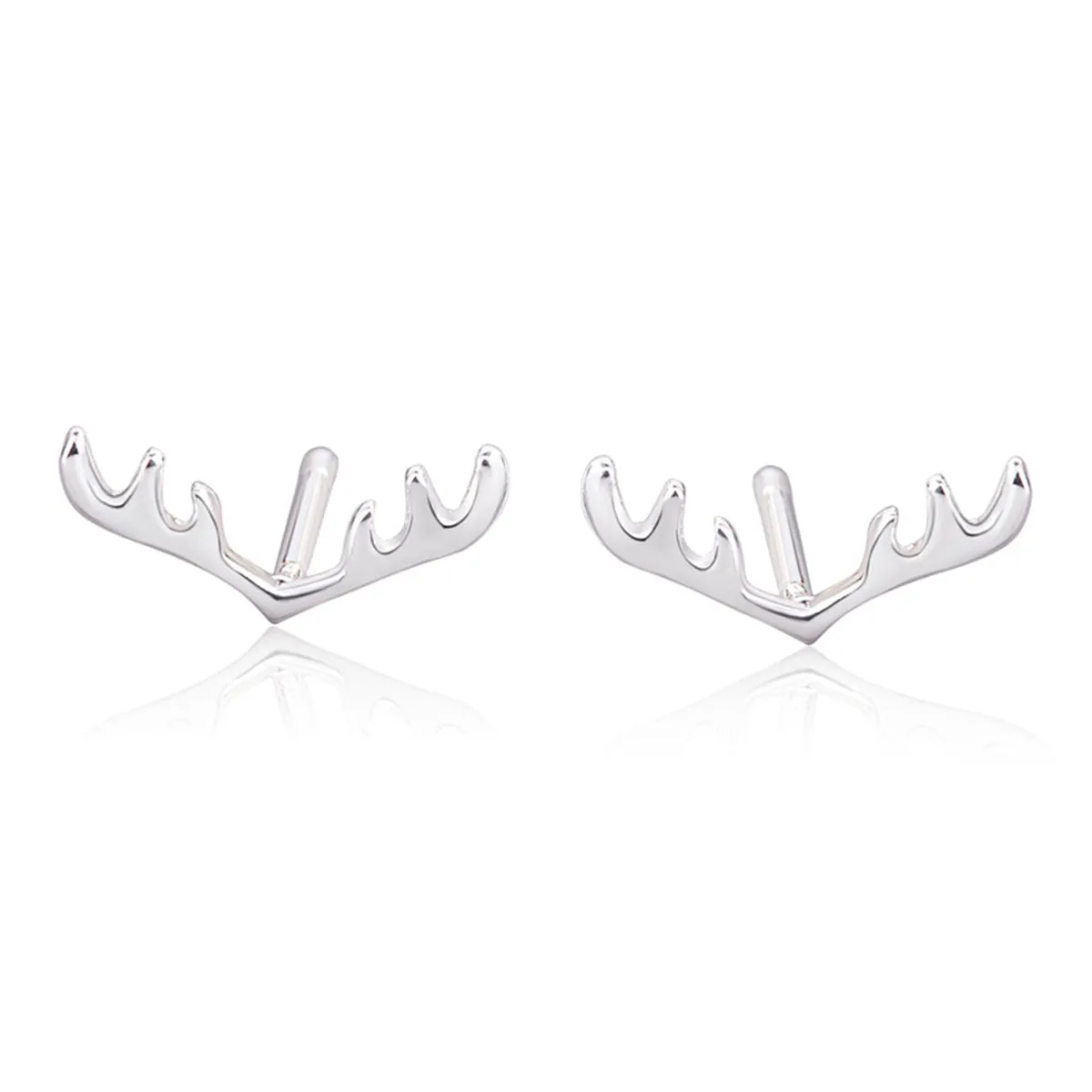 Silver-Plated Antler Stud Earrings
