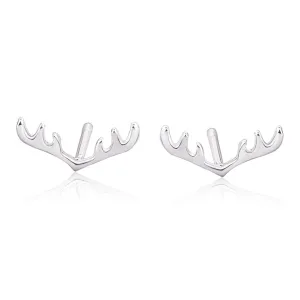 Silver-Plated Antler Stud Earrings