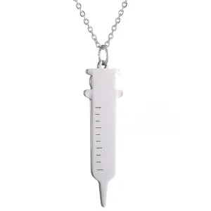Silver-Plated Injector Pendant Necklace