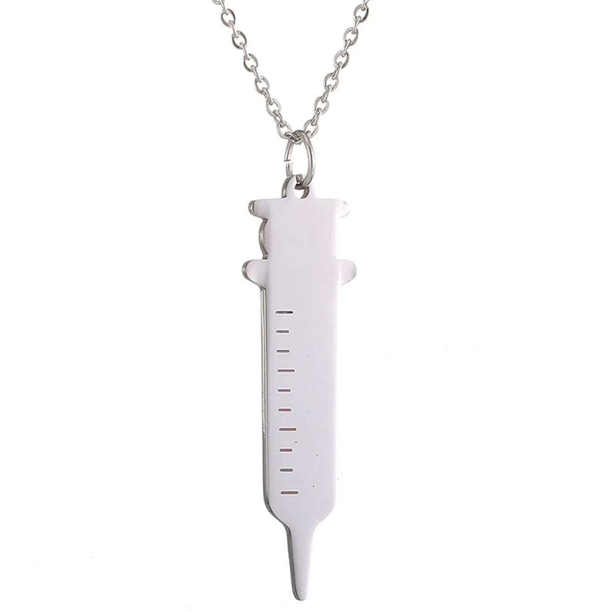 Silver-Plated Injector Pendant Necklace