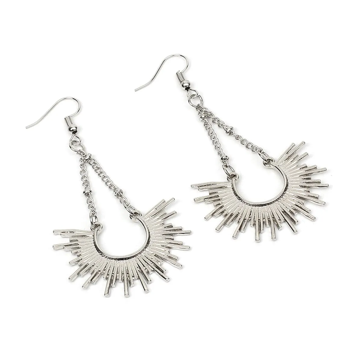 Silver-Plated Sunburst Drop Earrings