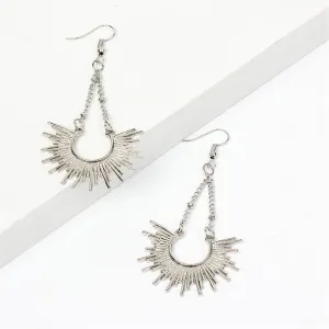 Silver-Plated Sunburst Drop Earrings