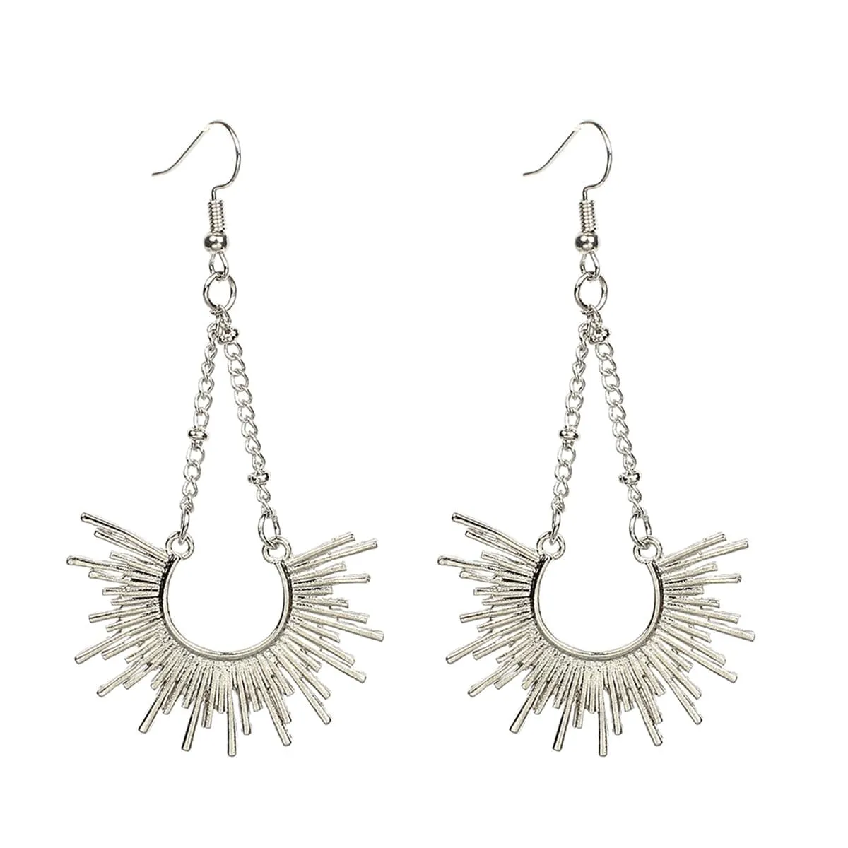 Silver-Plated Sunburst Drop Earrings