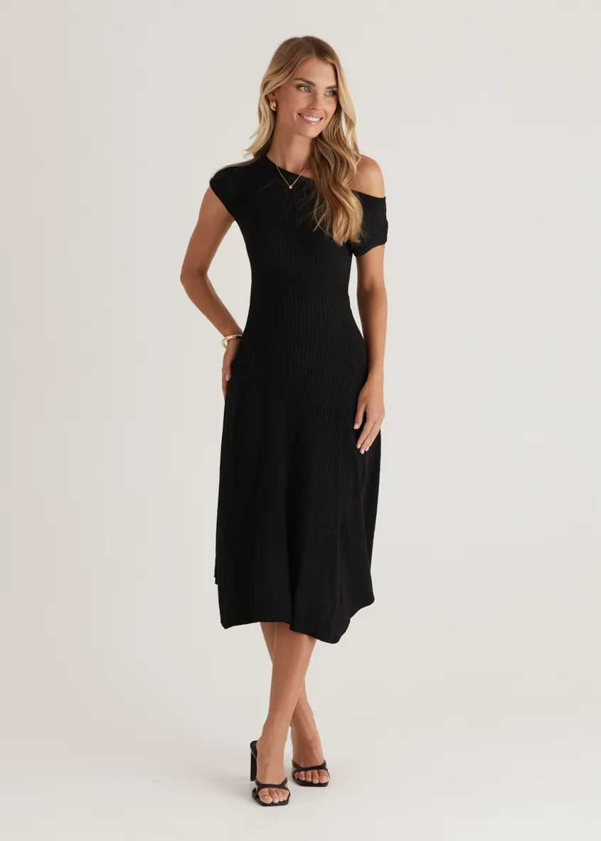 Siren Knit Midi Dress - Black