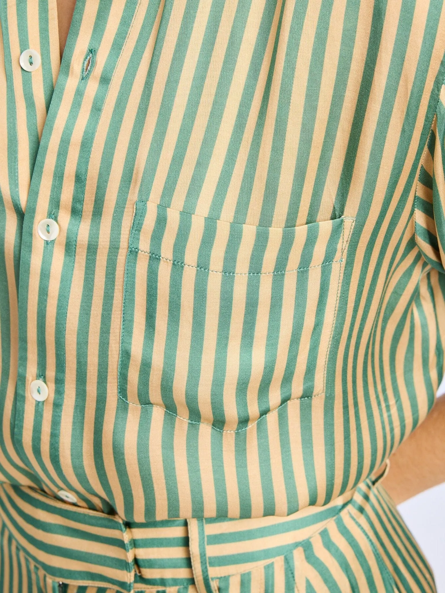 Sofia Top in Almond & Green Stripe
