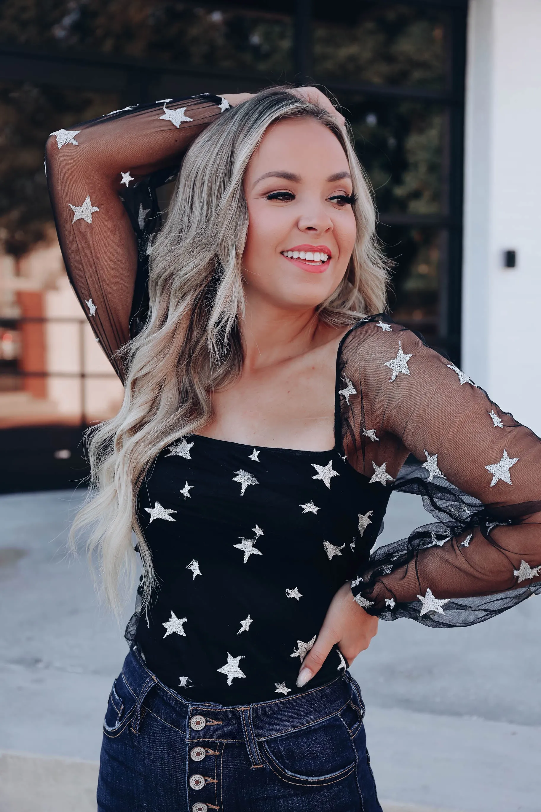 Stars in My Eyes Bodysuit - Black