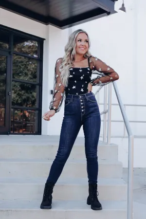 Stars in My Eyes Bodysuit - Black