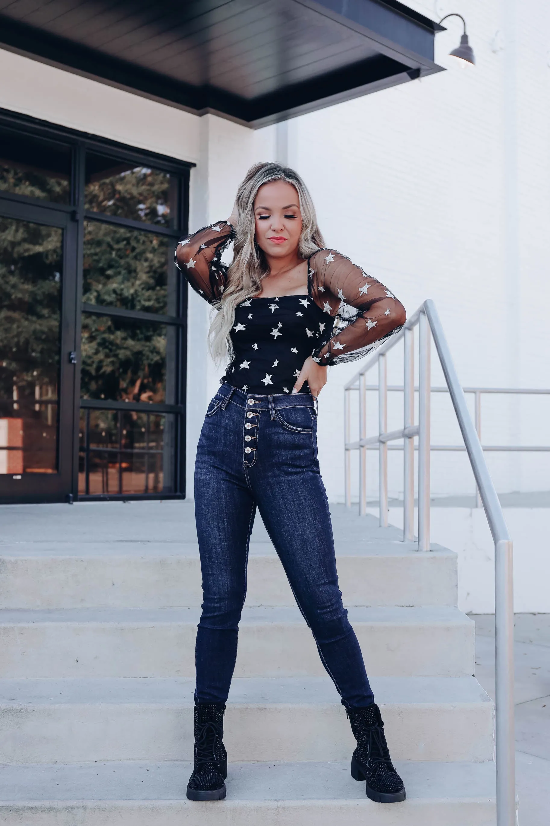 Stars in My Eyes Bodysuit - Black