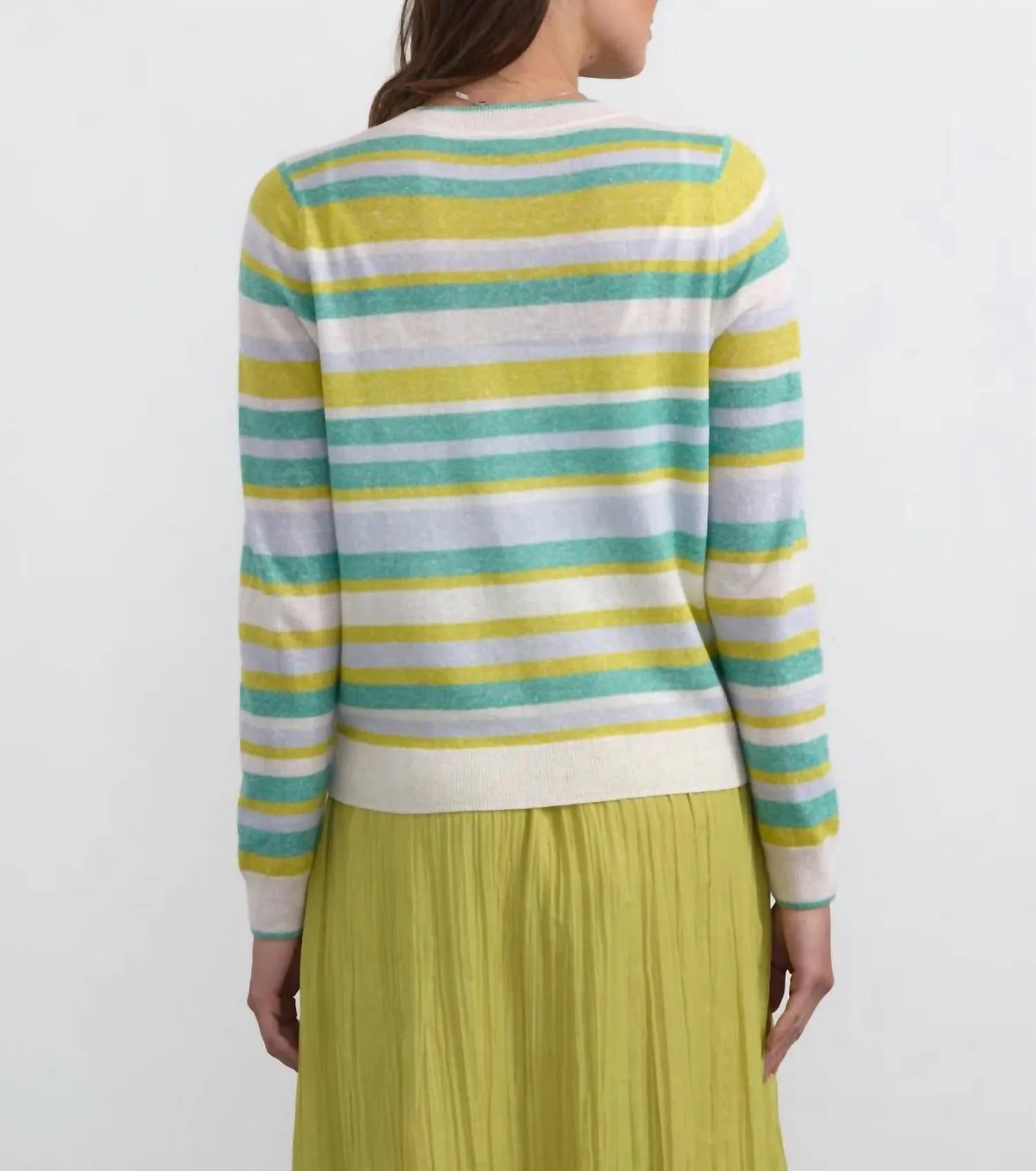 Stripe Crewneck Sweater In Mint Stripe