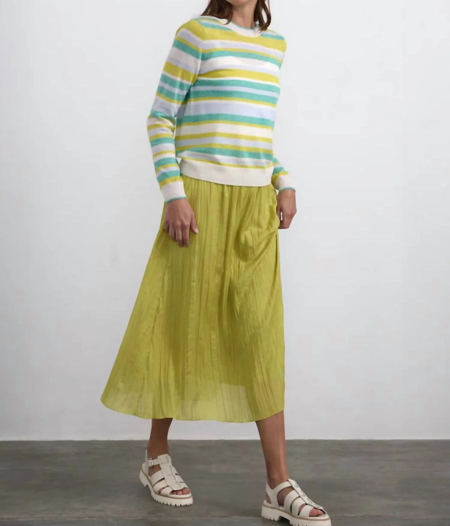 Stripe Crewneck Sweater In Mint Stripe
