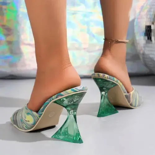 Stylish Nights Peep Mid Heels