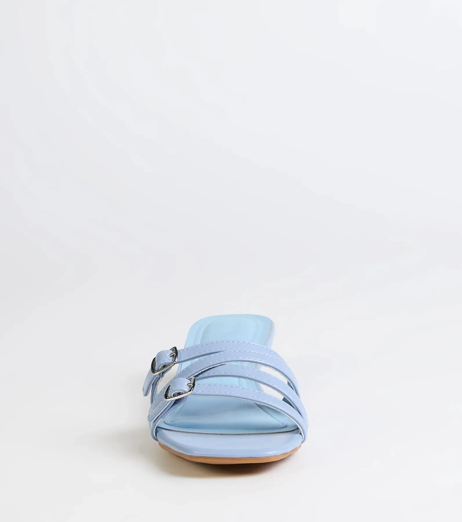 Trendy Steps Buckle Strap Kitten Heel Mules