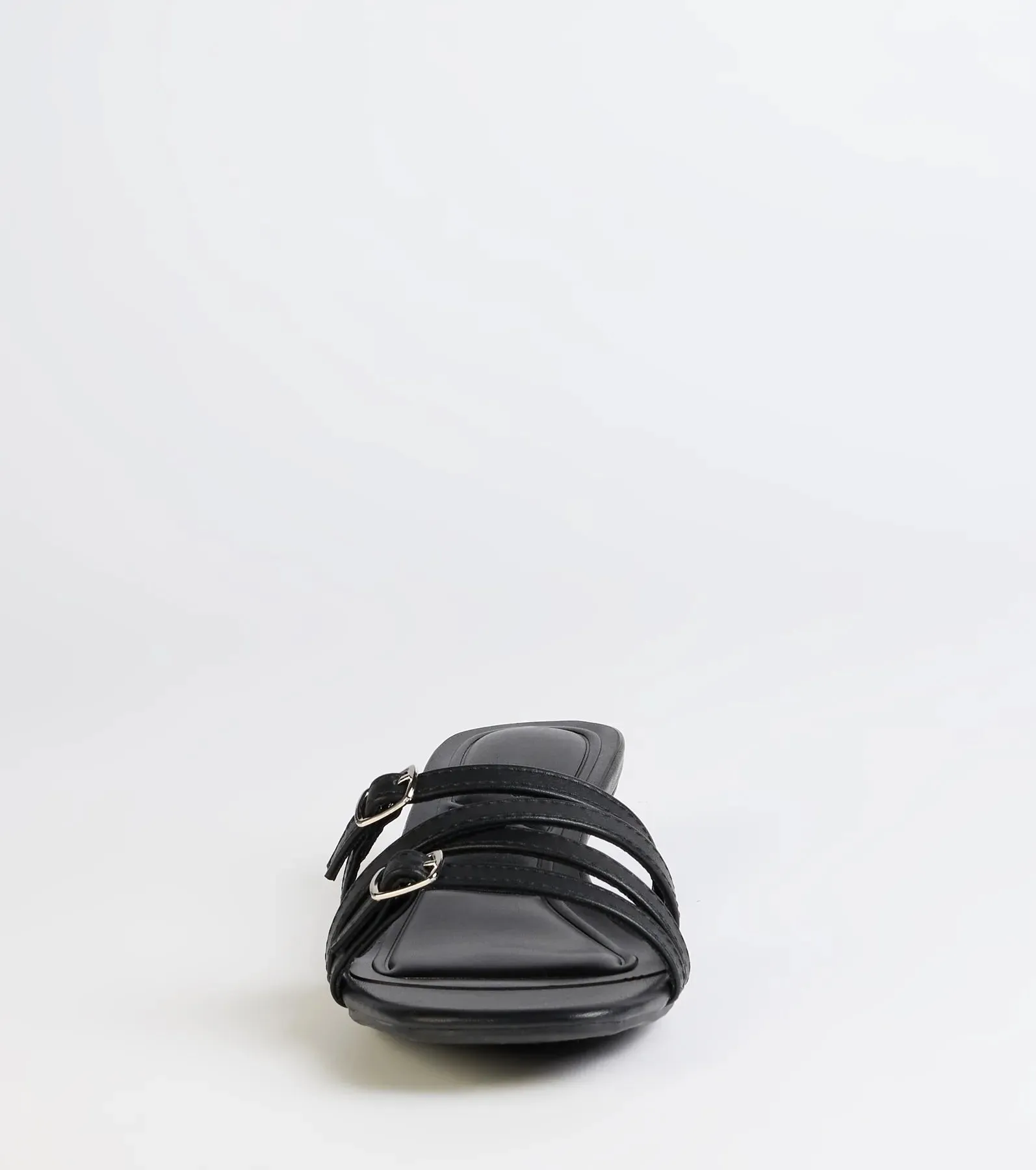 Trendy Steps Buckle Strap Kitten Heel Mules