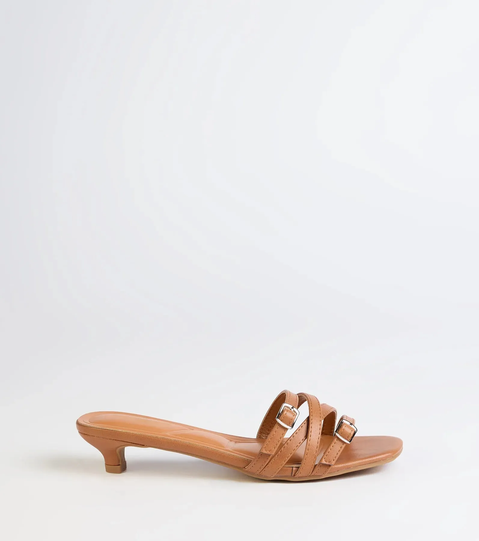 Trendy Steps Buckle Strap Kitten Heel Mules