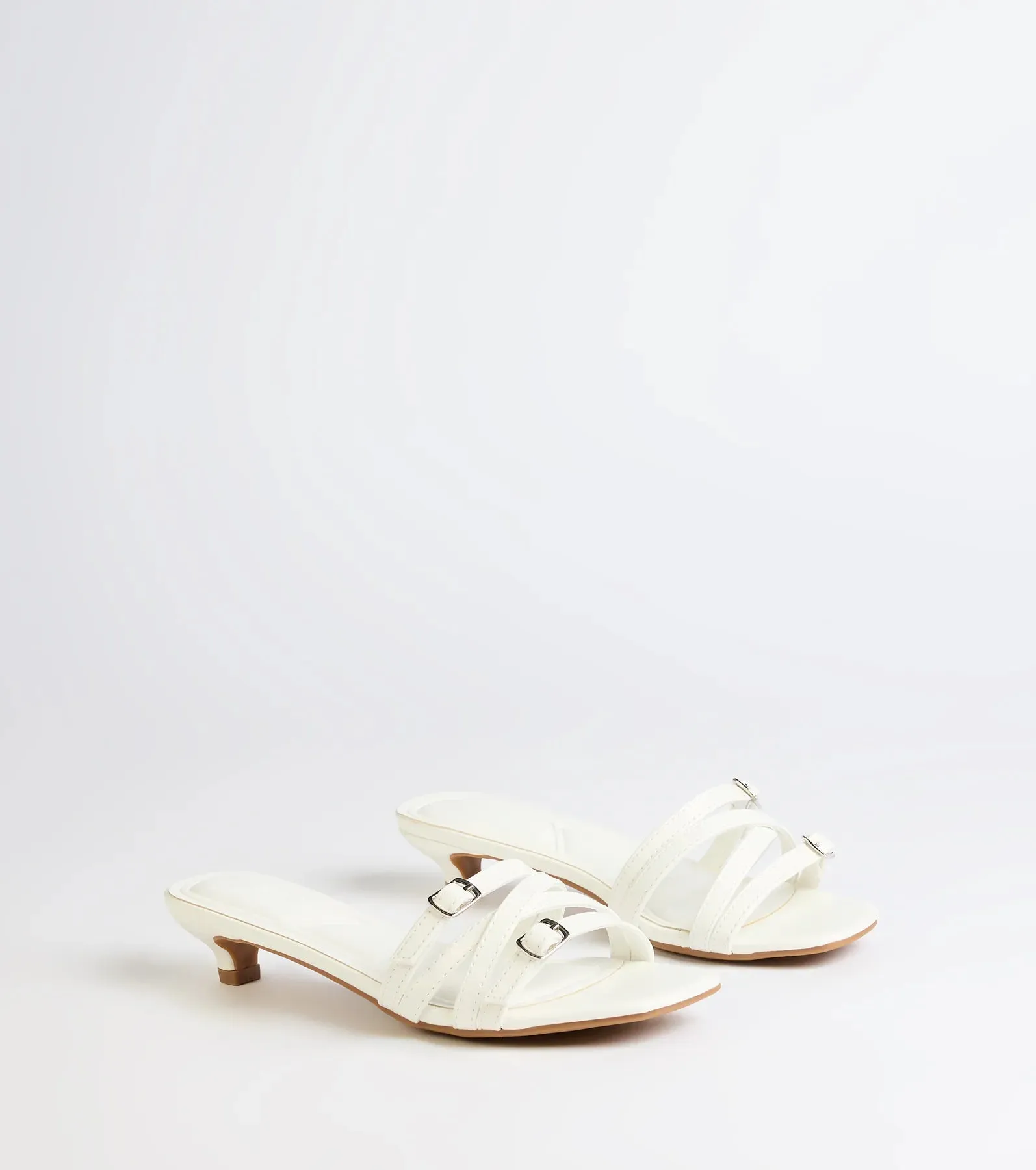 Trendy Steps Buckle Strap Kitten Heel Mules