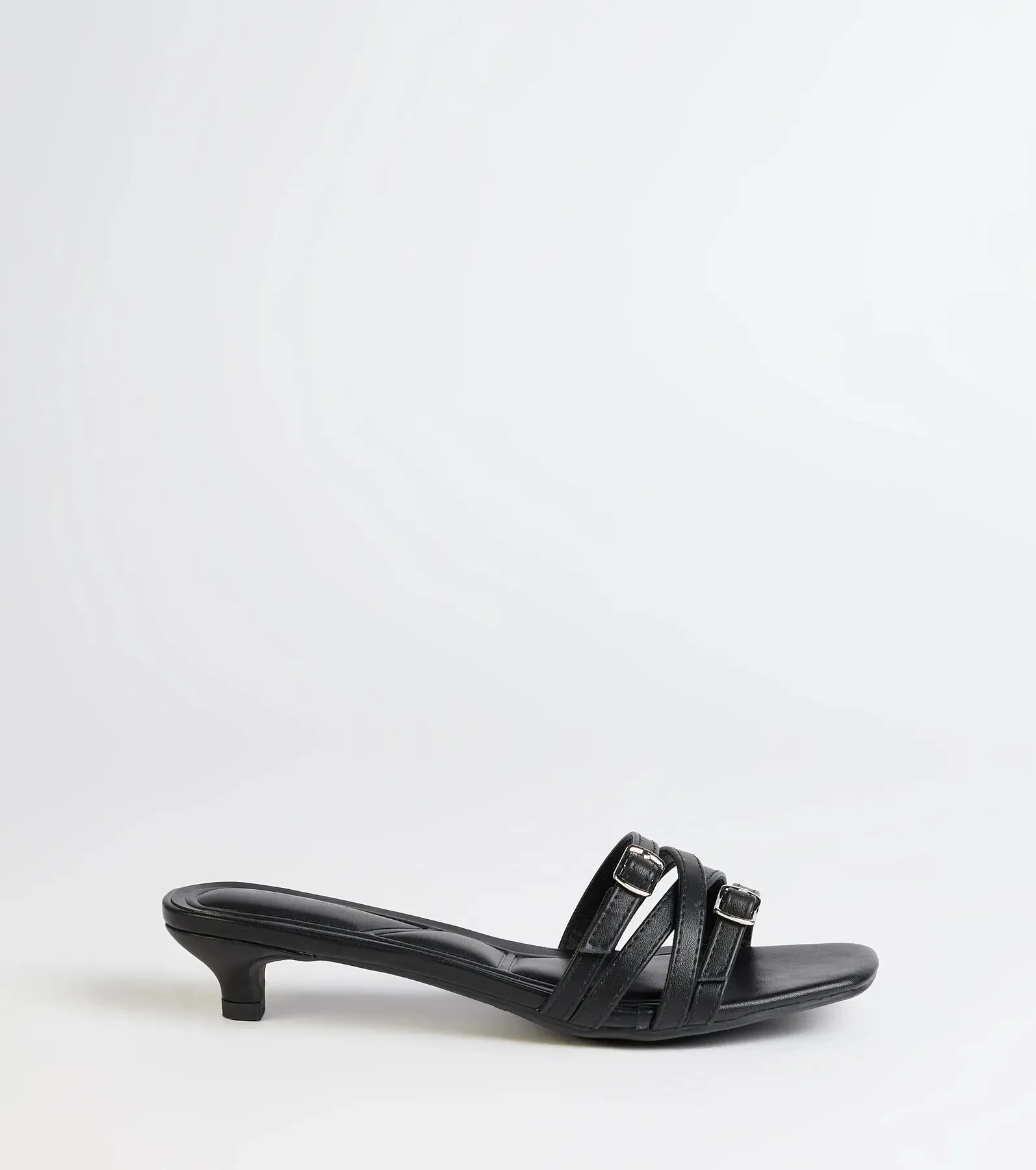 Trendy Steps Buckle Strap Kitten Heel Mules