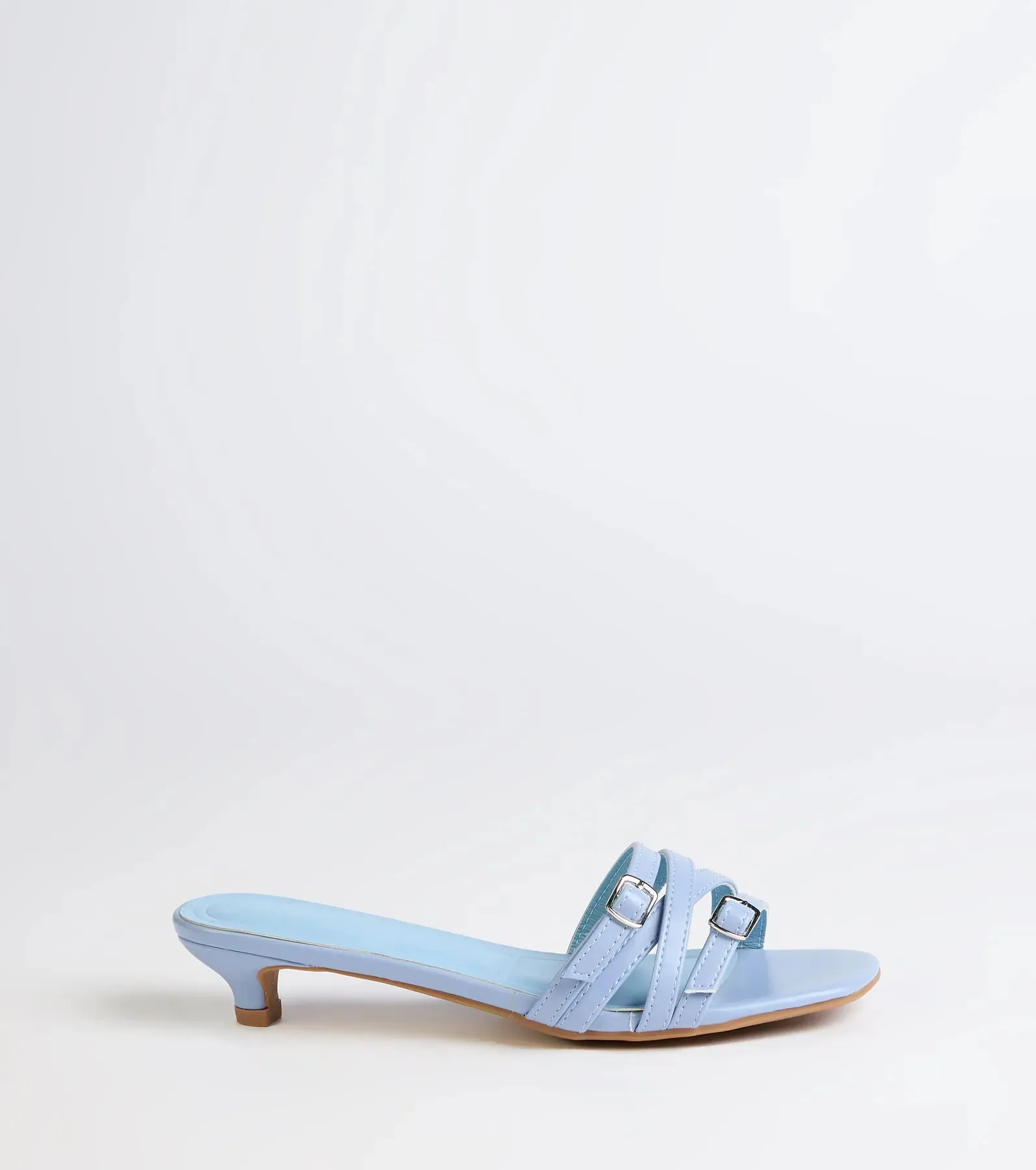 Trendy Steps Buckle Strap Kitten Heel Mules