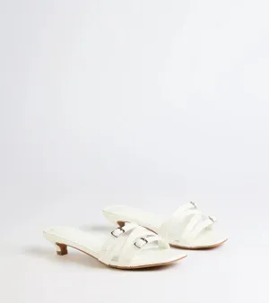 Trendy Steps Buckle Strap Kitten Heel Mules