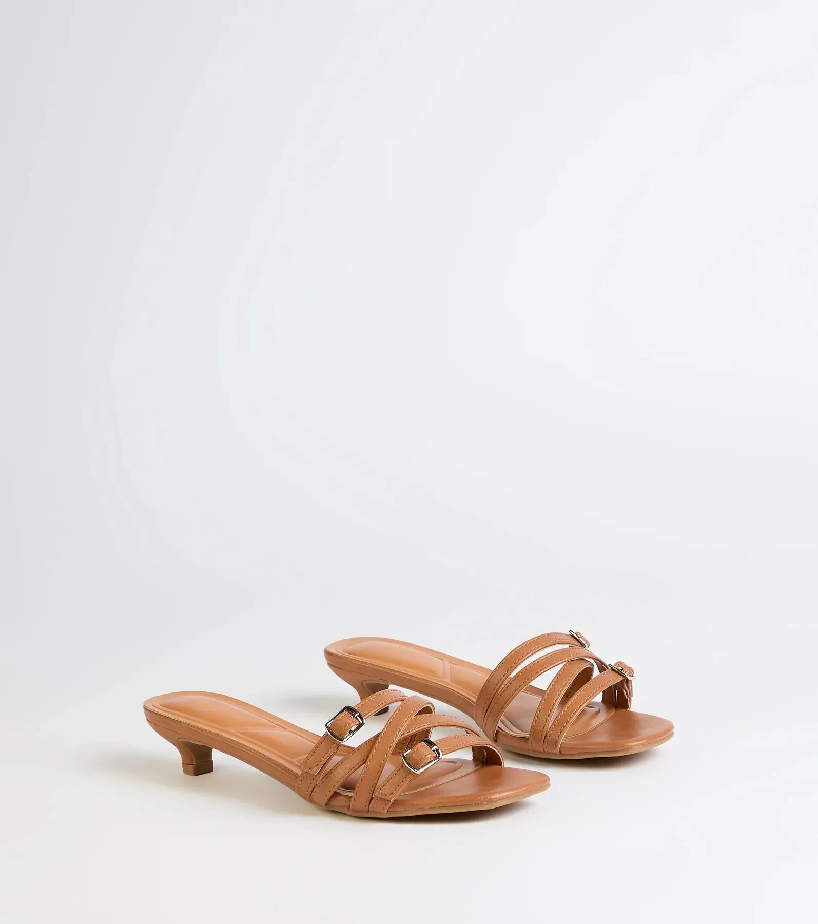 Trendy Steps Buckle Strap Kitten Heel Mules