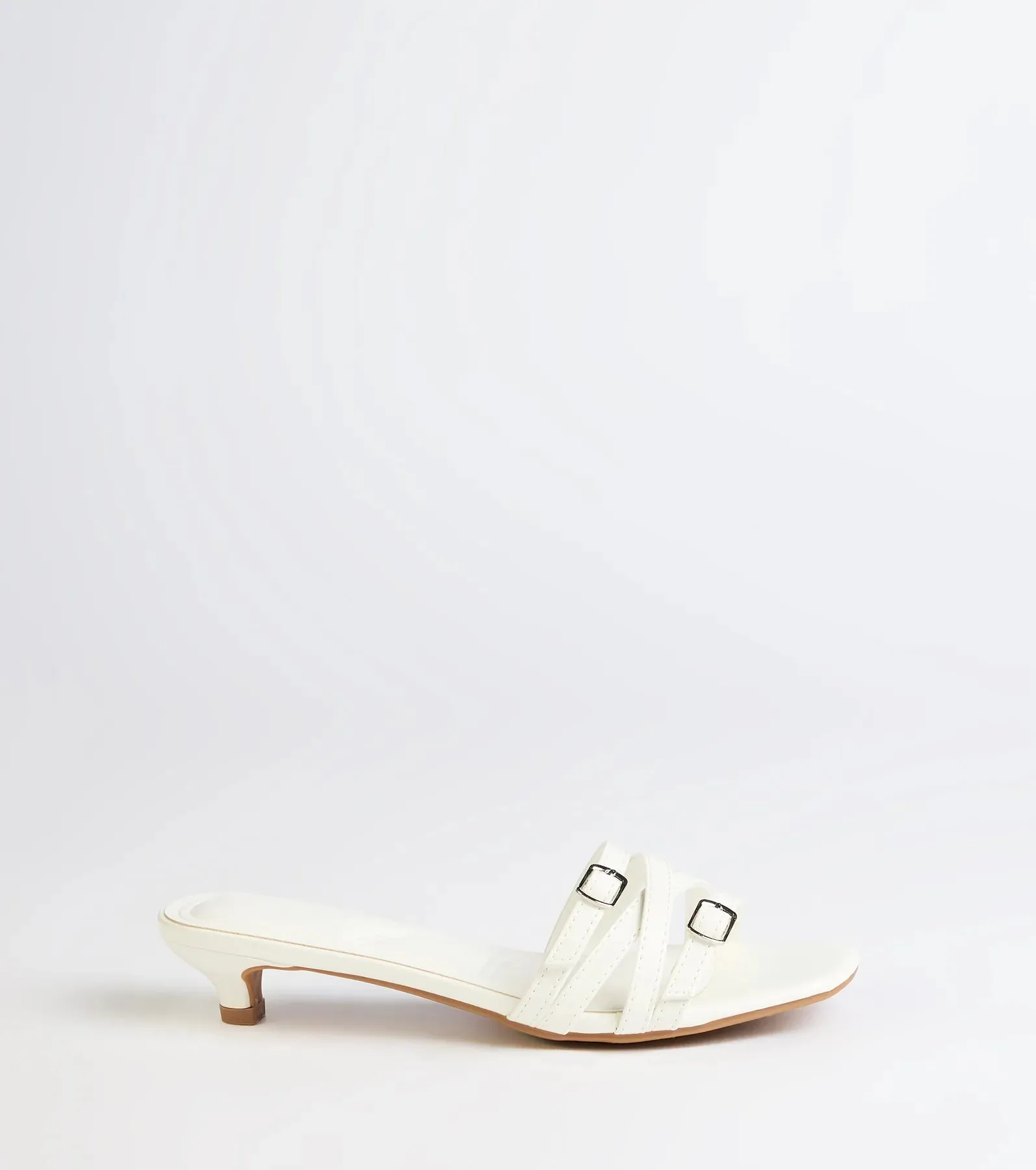 Trendy Steps Buckle Strap Kitten Heel Mules