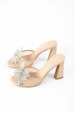 Valley Rhinestone Bow Heel, Nude Mesh