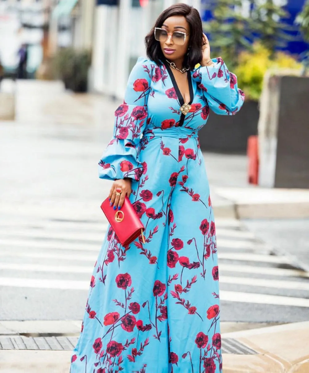 Vibrant Long-Sleeve African Print Jumpsuit for Bold and Stylish Elegance