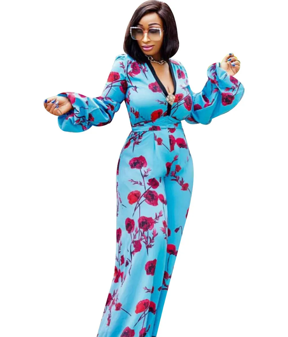 Vibrant Long-Sleeve African Print Jumpsuit for Bold and Stylish Elegance