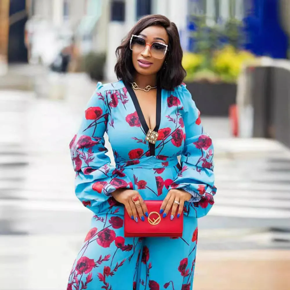 Vibrant Long-Sleeve African Print Jumpsuit for Bold and Stylish Elegance