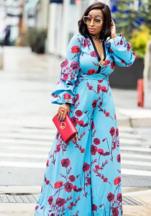 Vibrant Long-Sleeve African Print Jumpsuit for Bold and Stylish Elegance