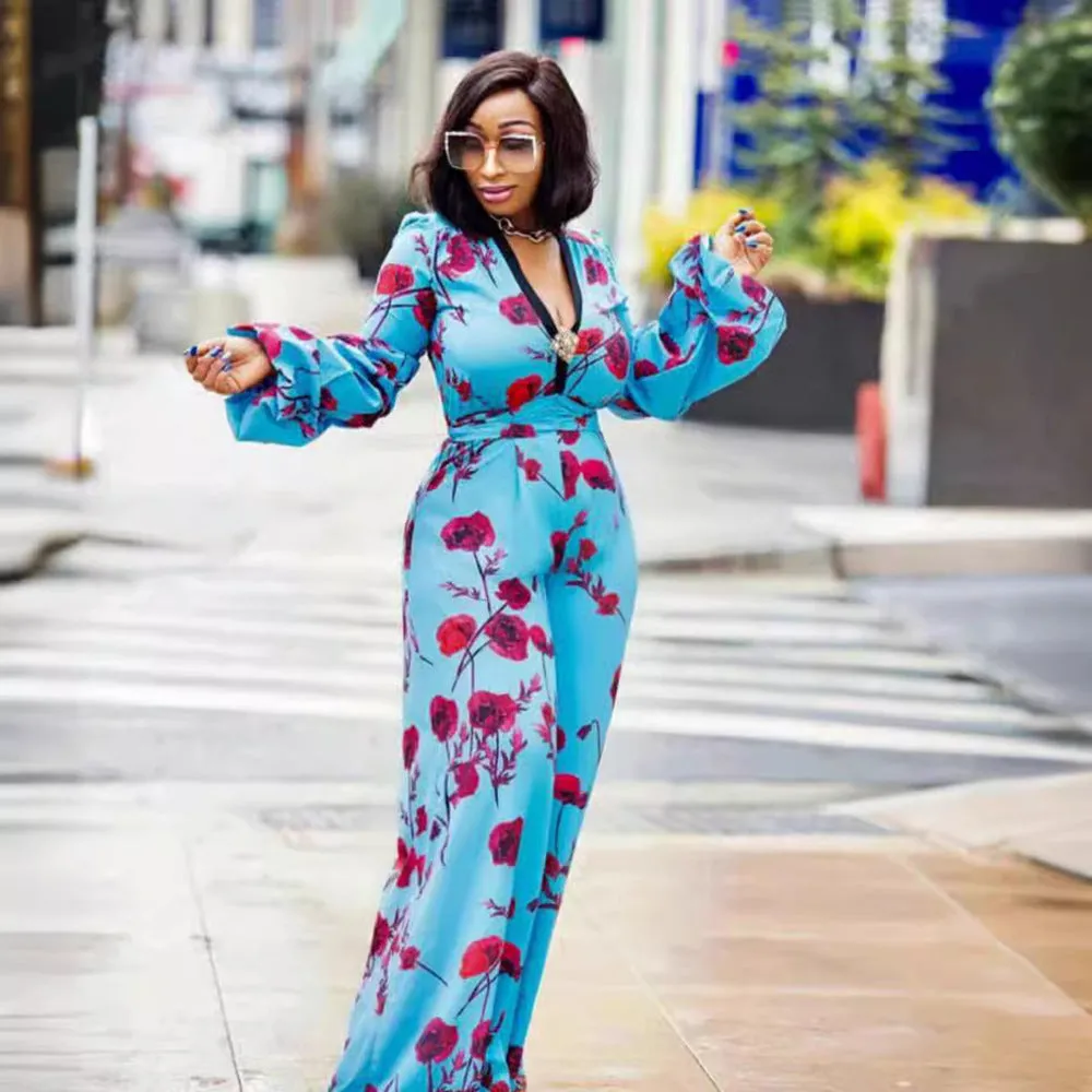 Vibrant Long-Sleeve African Print Jumpsuit for Bold and Stylish Elegance