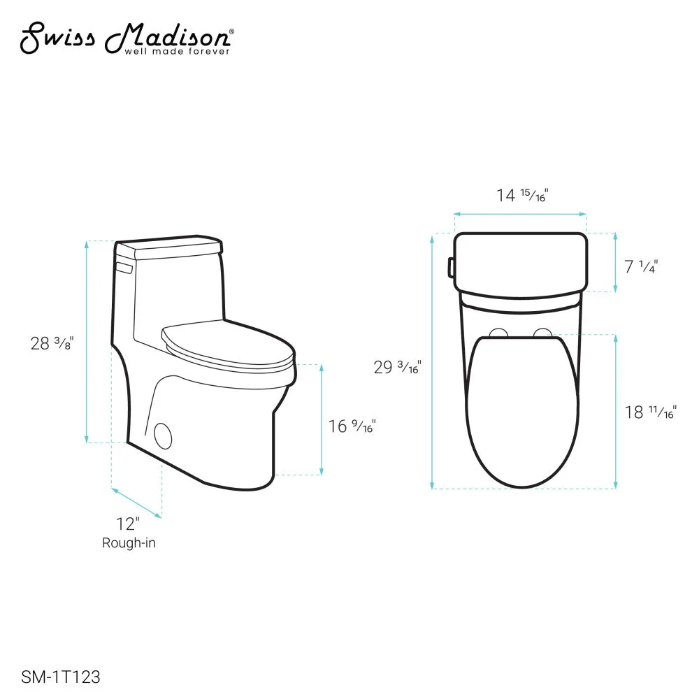 Virage One-Piece Elongated Left Side Flush Handle Toilet 1.28 gpf