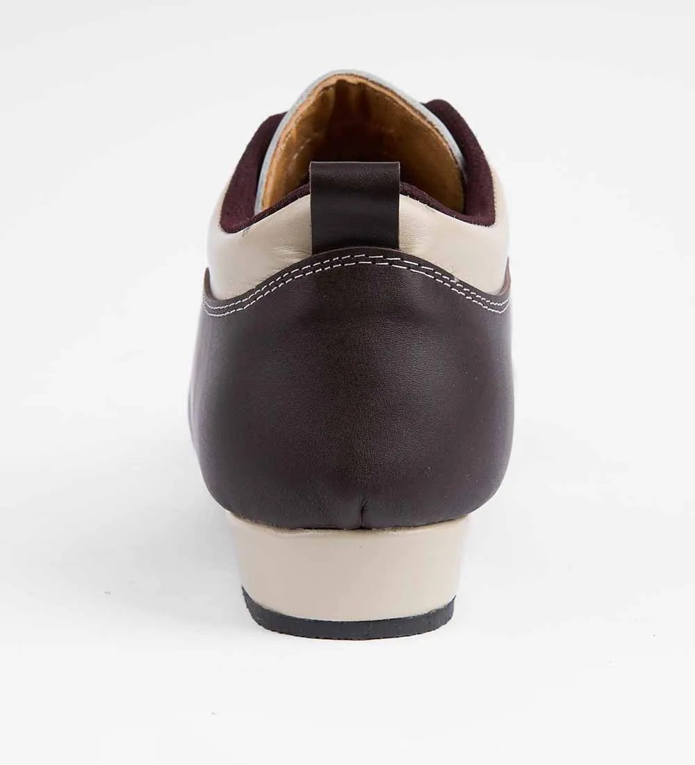Warm Cream & Brown Leather – Men's Tango Trainer - Arrabal 6003