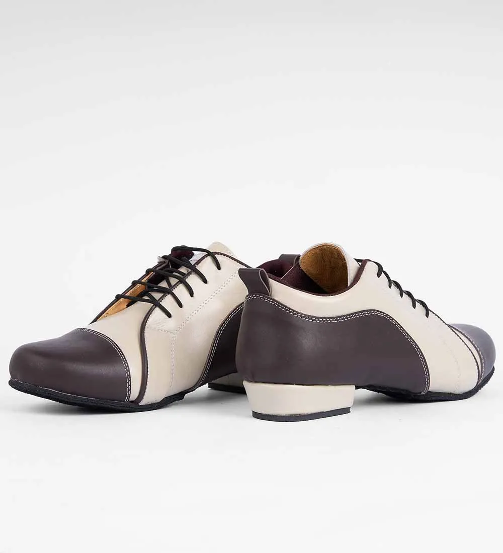 Warm Cream & Brown Leather – Men's Tango Trainer - Arrabal 6003