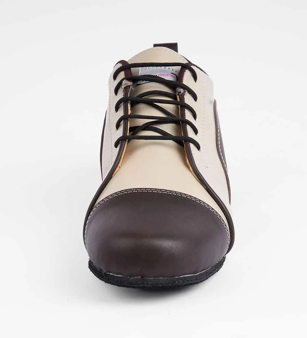 Warm Cream & Brown Leather – Men's Tango Trainer - Arrabal 6003