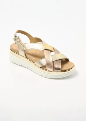 Wide width multi-strap wedge sandals